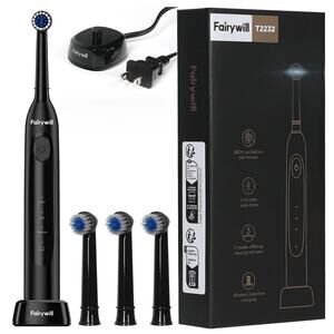 Fairywill Rotating Electric Toothbrush for Adults 4 Brush Heads Charging Base US